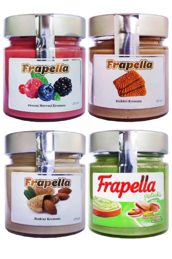 Frapella Bisküvi Kreması, Orman Kreması, Badem Kreması, Antep Kreması 4 X 220 Gr.