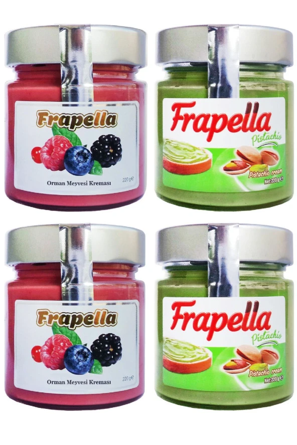 Frapella Orman Meyvesi Kreması Ve Antep Fıstık Kreması Mix Paket 4 X 220 Gr.