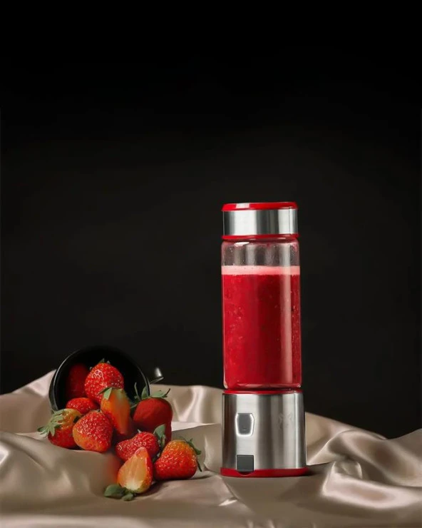 Cook&Eat Blender - Şarj Edilebilir Blender - 450 ML - Gümüş-Kırmızı