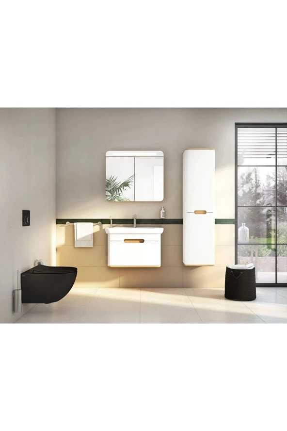 Vitra S60 Smoot Flush Mat Siyah Asma Klozet 7510B083-0090, Vitra Integra Slim Mat Siyah Kapak 131-483-009 - 2