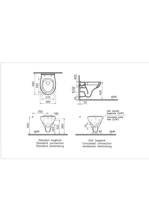 Vitra S10 Rim-Ex Asma Klozet 7741L003-0850, Vitra Universal Soft Klozet Kapağı 109-003-909 - 2