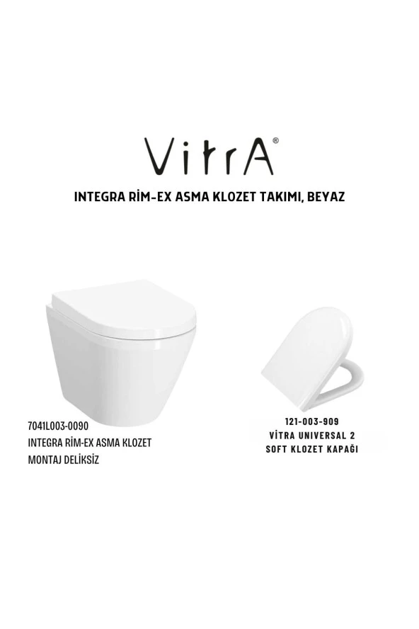 Vitra Integra Rim-Ex Asma Klozet 7041L003-0090, Vitra Universal 2 Soft Klozet Kapağı 121-003-909 - 3