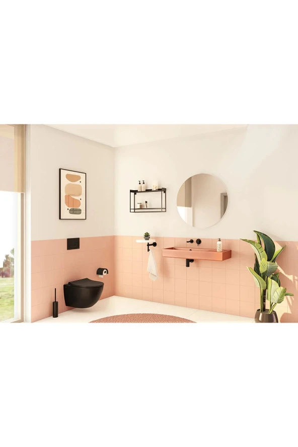 Vitra S60 Smoot Flush Mat Siyah Asma Klozet 7510B083-0090, Vitra Integra Slim Mat Siyah Kapak 131-483-009 - 3
