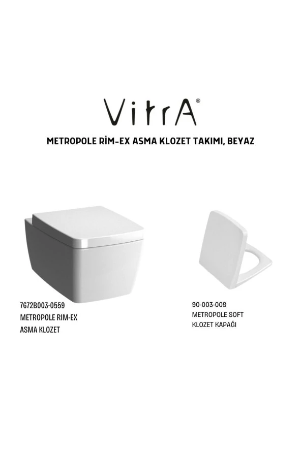 Vitra Metropole 7672B003-0559 Rim-Ex Asma Klozet, Vitra Metropole Soft Klozet Kapağı 90-003-009 - 5