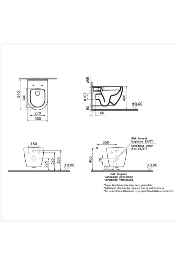 Vitra S60 Smooth Flush Asma Klozet 7510L003-0090, Vitra Unıversal 2 Soft Klozet Kapağı 121-003-909 - 2