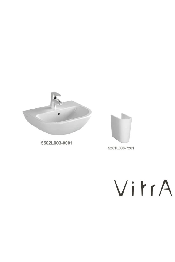 Vitra Lavabo 55 Cm 5502L003-0001, Yarım Ayak 5281L003-7201