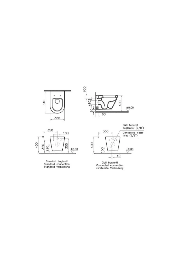 Vitra Integra Asma Klozet Açık Montaj 7063L003-0850, Vitra Unıversal Soft Klozet Kapağı 121-003-909 - 2