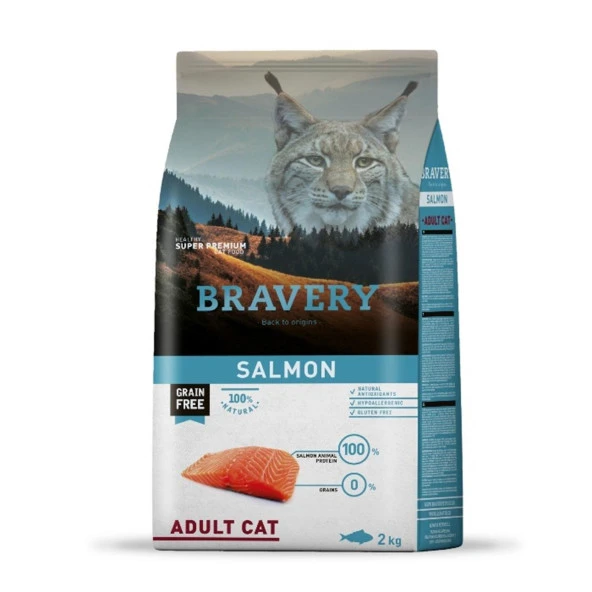 Bravery Tahılsız Yetişkin Somonlu Kedi Maması 2Kg