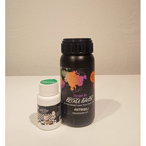 Ebru Ener Anka Vernikli Genel Yüzey Boyası Antik Bej 250 gr. ve Katkı Maddesi 7,5 gr.