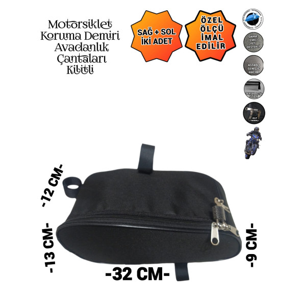 MOTORSİKLET KORUMA DEMİRİ ÇANTALARI YAN AVADANLIK KİLİTLİ 32CM - 2