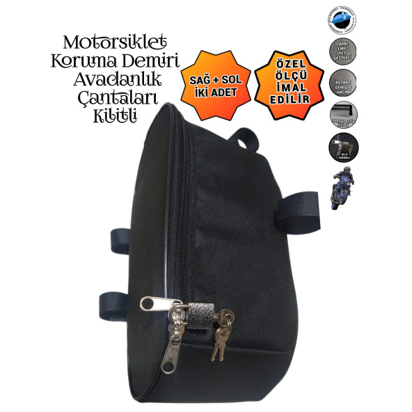 MOTORSİKLET KORUMA DEMİRİ ÇANTALARI YAN AVADANLIK KİLİTLİ 32CM - 3