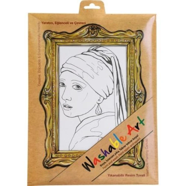 Funny Mat - Washable Art - Johannes Vermeer - İnce Küpeli Kız - Yıkanabilir Tual