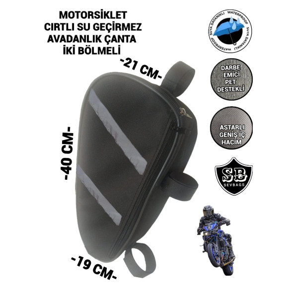 MOTORSİKLET KORUMA DEMİRİ ÇANTALARI YAN AVADANLIK REFLEKTÖRLÜ 40CM - 2