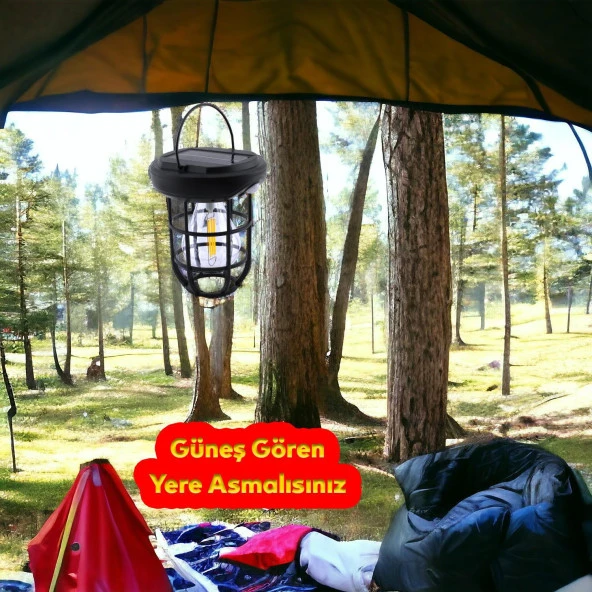 Güneş Enerjili Aplik Dış Aydınlatma 3 Modlu Işıklandırma Sensörlü Sarı Işıklı 15 W Portatif Fener Lamba - 3