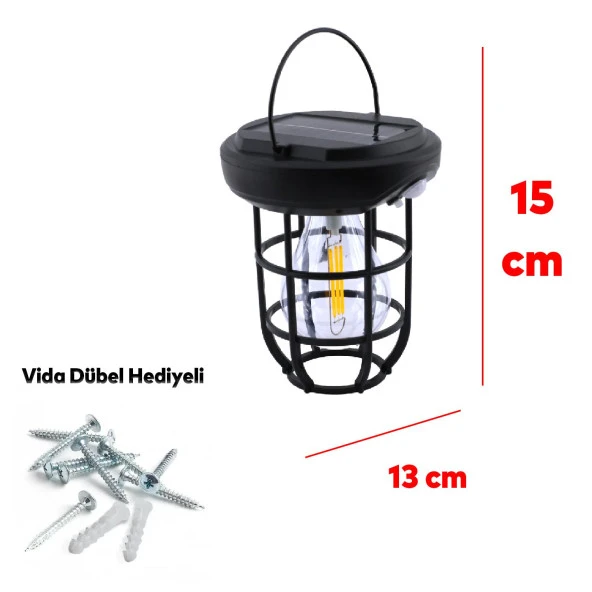 Güneş Enerjili Aplik Dış Aydınlatma 3 Modlu Işıklandırma Sensörlü Sarı Işıklı 15 W Portatif Fener Lamba - 8