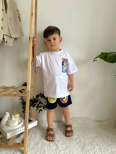 ERKEK ÇOCUK LOONEY TUNES LİON BLUEY DESENLİ PAMUK ŞORTLU TAKIM - Resim 7