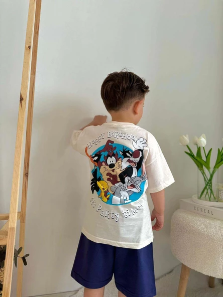 ERKEK ÇOCUK LOONEY TUNES LİON BLUEY DESENLİ PAMUK ŞORTLU TAKIM - Resim 3