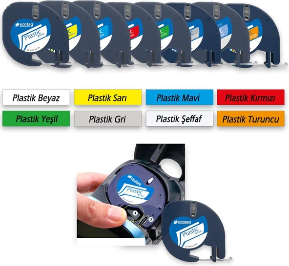 Dymo Letratag Etiket Yazıcı ve Ecotag Muadil Kağıt Yedek Şerit Etiket 10'lu (BEYAZ) - Resim 5