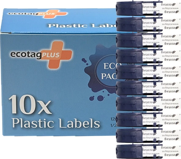 Dymo Letratag Etiket Yazıcı ve Ecotag Muadil Plastik Yedek Şerit Etiket 10 Lu Paket (BEYAZ) - 2