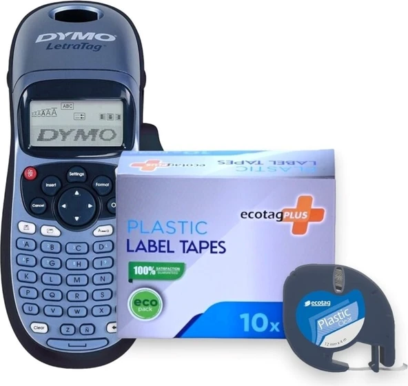 Dymo Letratag Etiket Yazıcı ve Ecotag Muadil Plastik Yedek Şerit Etiket 10'lu (ŞEFFAF) - 6