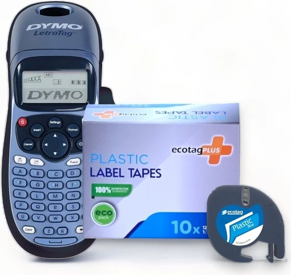 Dymo Letratag Etiket Yazıcı ve Ecotag Muadil Plastik Yedek Şerit Etiket 10'lu (MAVİ) - Resim 4