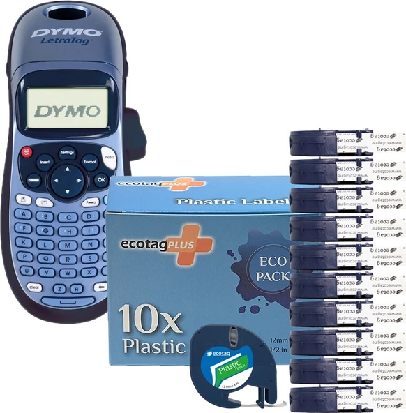 Dymo Letratag Etiket Yazıcı ve Ecotag Muadil Plastik Yedek Şerit Etiket 10'lu (YEŞİL)