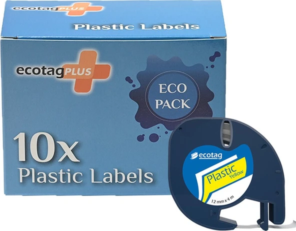 Dymo Letratag Etiket Yazıcı ve Ecotag Muadil Plastik Yedek Şerit Etiket 10'lu (SARI) - 2