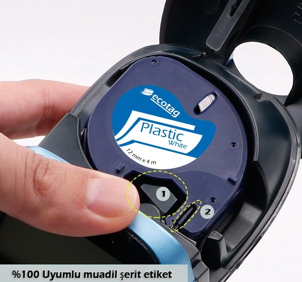Dymo Letratag Etiket Yazıcı ve Ecotag Muadil Plastik Yedek Şerit Etiket 10 Lu Paket (BEYAZ) - 3