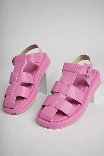 Muggo DOSSİ Garantili Dolgu Topuklu Bilekten Bağlamalı Tokalı Kadın Sandalet - 12