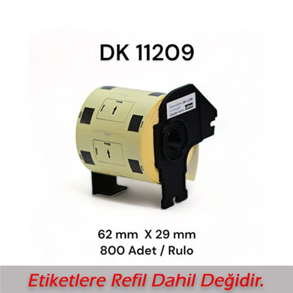 EcotagPlus Brother DK 11209  Etiket 62 mm x 29 mm - 6 X 800 Adet + Tutucu - 3