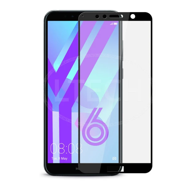 Huawei Y6 2018 Ekran Koruyucu 9D Tam Kaplayan Kavisli