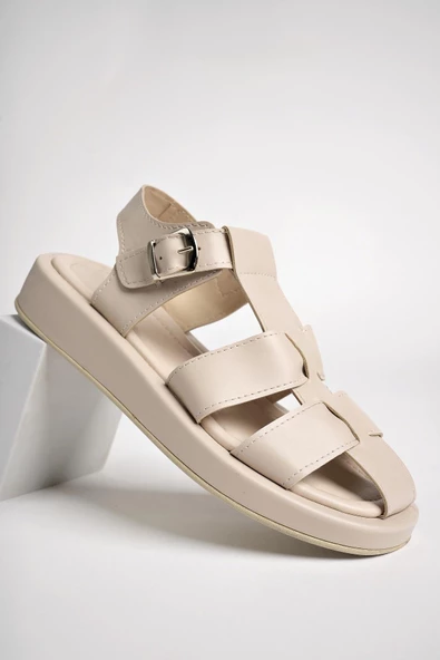 Muggo DOSSİ Garantili Dolgu Topuklu Bilekten Bağlamalı Tokalı Kadın Sandalet - 6