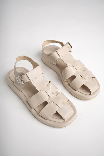 Muggo DOSSİ Garantili Dolgu Topuklu Bilekten Bağlamalı Tokalı Kadın Sandalet - 7