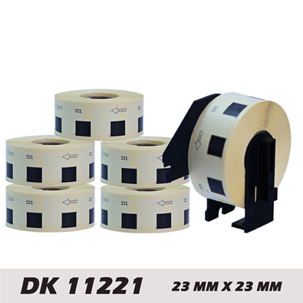 EcotagPlus Brother DK 11221 Etiket 23 mm x 23 mm - 6 X1000 Adet + Tutucu