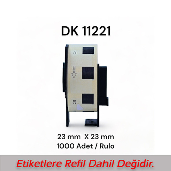 EcotagPlus Brother DK 11221 Etiket 23 mm x 23 mm - 6 X1000 Adet + Tutucu - 4