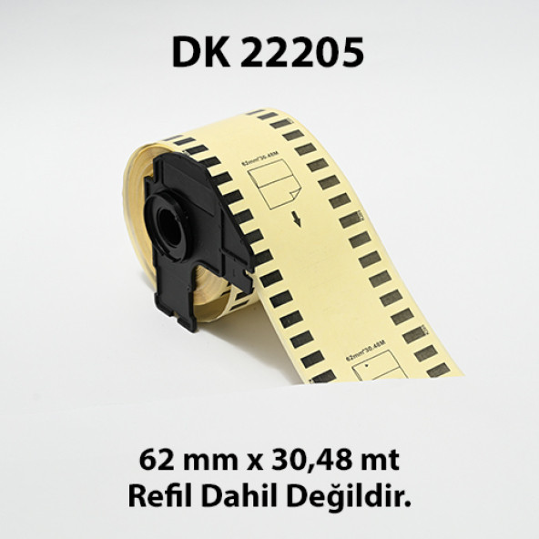 EcotagPlus Brother DK 22205  Etiket 62 mm x 30,48 m -Sürekli - 6 Adet + Tutucu - 4