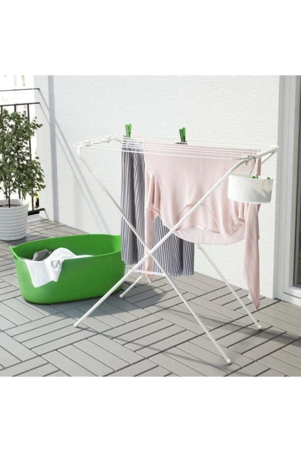 Metal Jall Minimalist Çamaşır Kurutma Askılığı Beyaz 79x40x82 cm ürün görseli