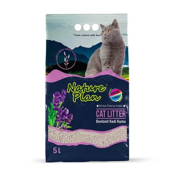 Nature Plan Lavanta Kokulu Bentonit Kalın Taneli Kedi Kumu 5 Lt - Resim 1