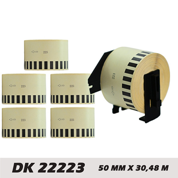 EcotagPlus Brother DK 22223 Etiket 50 mm x 30,48 m -Sürekli - 6 Adet + Tutucu