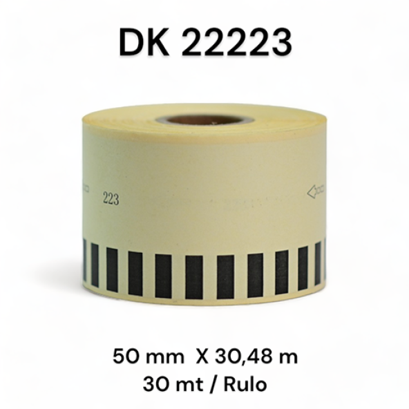 EcotagPlus Brother DK 22223  Etiket 50 mm x 30,48 m -Sürekli - 6 Adet + Tutucu - 3