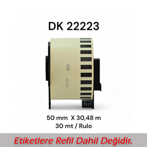 EcotagPlus Brother DK 22223  Etiket 50 mm x 30,48 m -Sürekli - 6 Adet + Tutucu - 4