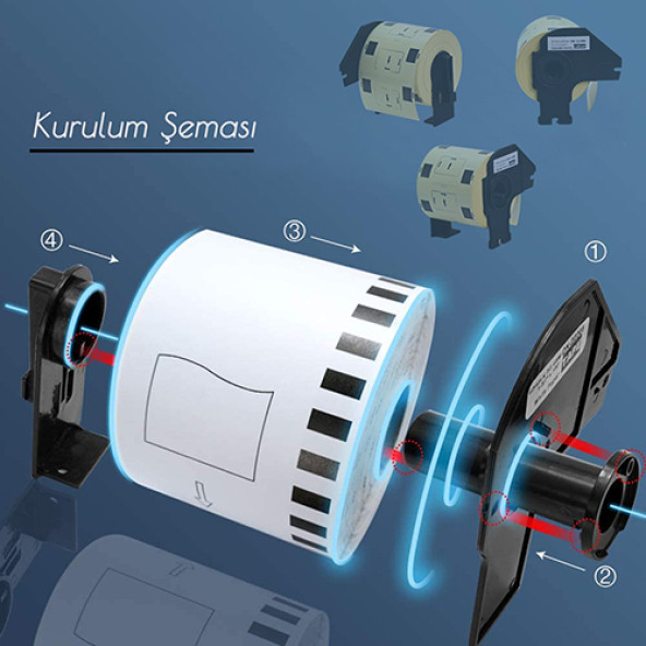 EcotagPlus Brother DK 22223 Etiket 50 mm x 30,48 m -Sürekli - 6 Adet + Tutucu - 5