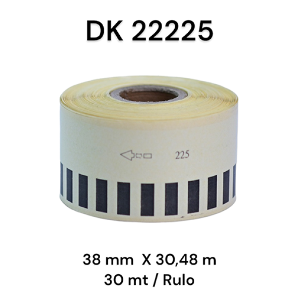 EcotagPlus Brother DK 22225  Etiket 38 mm x 30,48 m -Sürekli -- 6 Adet + Tutucu - 2
