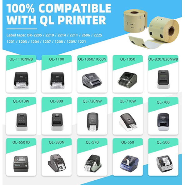 EcotagPlus Brother DK 22225 Etiket 38 mm x 30,48 m -Sürekli -- 6 Adet + Tutucu - 5