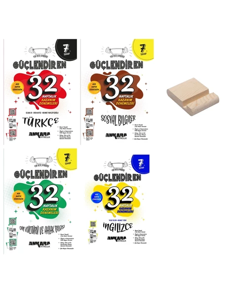 7. Sınıf 32 Haftalık Türkçe Sosyal Din ve İngilizce Kazanım Denemeleri 4lü Set