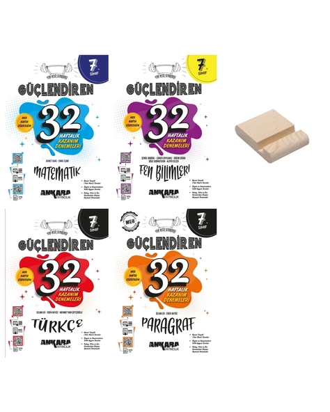 7. Sınıf 32 Haftalık Matematik Fen Türkçe ve Paragraf Kazanım Denemeleri 4lü Set