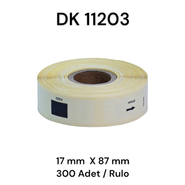 EcotagPlus Brother DK 11203 Etiket 17 mm x 87 mm - 6 X 300 Adet -+ Tutucu - 3