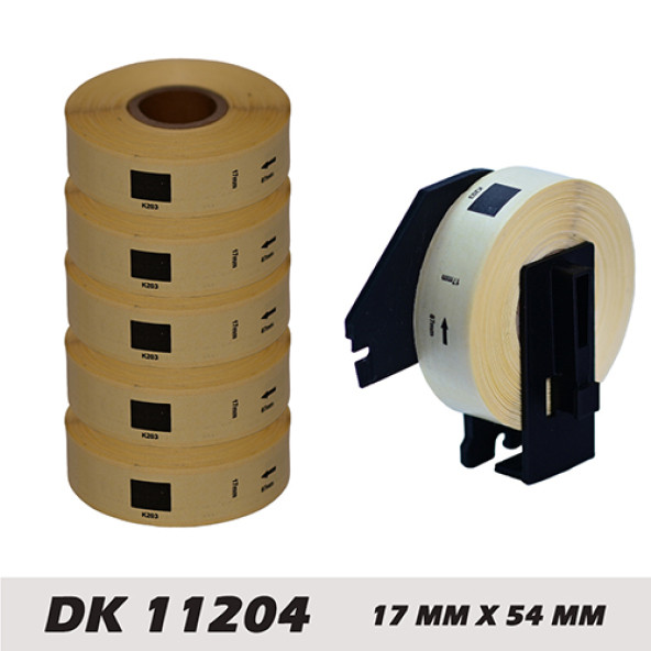 EcotagPlus Brother DK 11204  Etiket 17 mm x 54 mm - 6 X 400 Adet + Tutucu