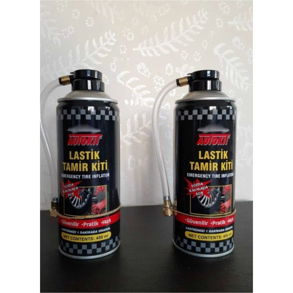 Autokit 2 Adet Lastik Tamir Köpüğü Sprey Kiti 450 Ml-Acil Lastik Şişirici