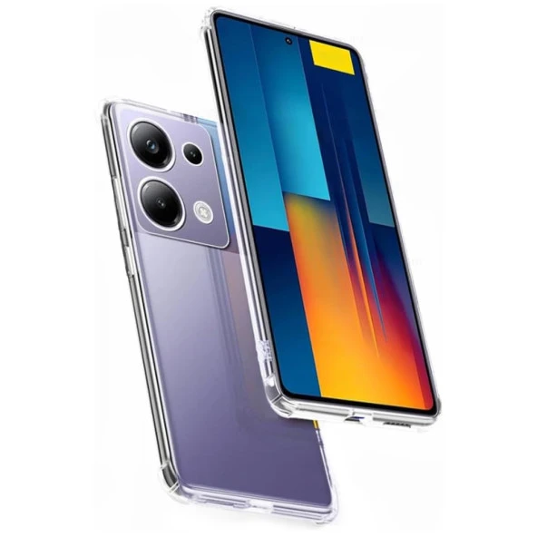 Xiaomi Poco M6 Pro Kılıf Kamera Korumalı Silikon Şeffaf Kapak